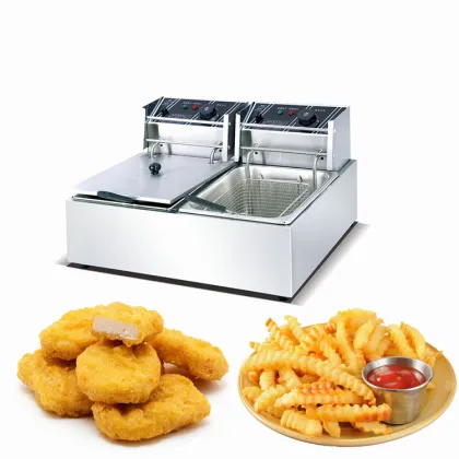 Guangzhou Stainless Steel Double Basket Electric Deep Fryer for Sale