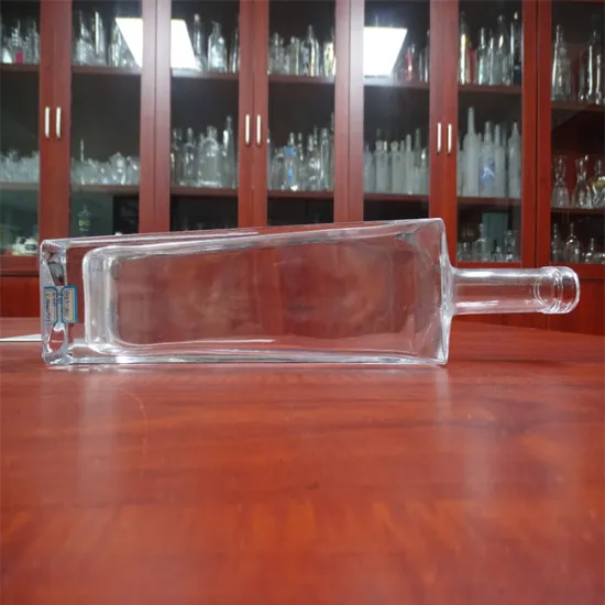 Square Clear Empty Black Rum Glass Bottles 1L