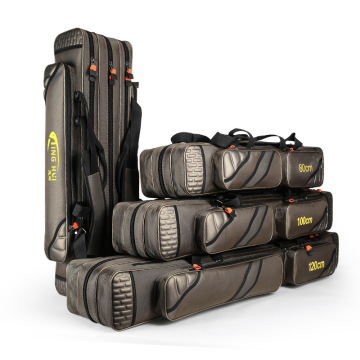 Waterproof Custom Fishing Rod Bag Multifunctional Oxford Fabric Case 2-4 Layers 0.8-1.2m Portable Army Green