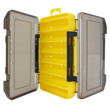 Portable Personalized Fishing Tackle Box with 12-14 Clear Compartments - Double Sided Hard Plastic Case