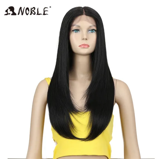 MAGIC Hair 24" Heat Resistant Fiber Hair Synthetic Wig Black Color Silk Straight Synthetic Lace Front Wigs for Black Women