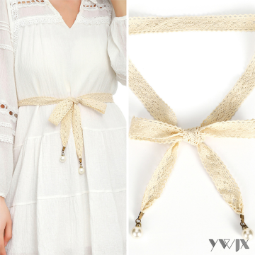 Refined Bow Waist Rope with Pearl Detail