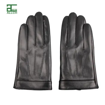Men's Winter Sheepskin Leather Driving Gloves - Touch Screen Compatible