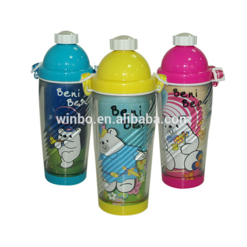 Pop up 400ml double wall plastic water bottle