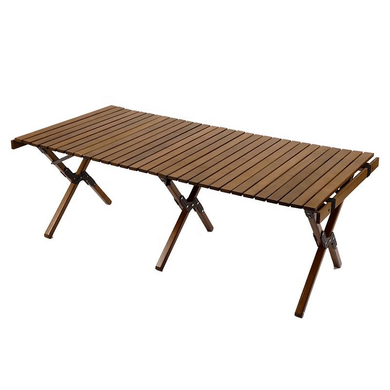 Petite table de camping en bois pliant portable en plein air