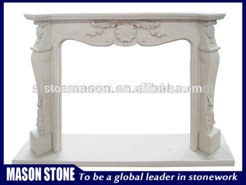 Wholesale modern white marble fireplace with carved rose for indoor heating