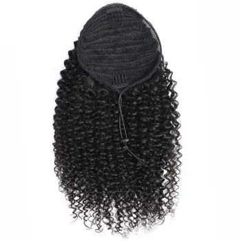 HTHAIR Drawstring Ponytail Hair Extension for Afro Kinky Curly Women - 9A Virgin Human Hair