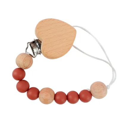Baby Silicone Pacifier Chain - Pentagram Beech Pacifier Clip Love Heart