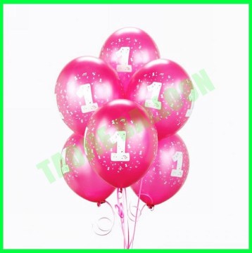 Number 1 printed PINK color latex balloons for baby's birthday