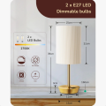 39cm Dimmable USB Metal Table Lamp with Linen Shade, Touch Control (Set of 2)