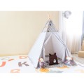 Teepee cinzento para crianças raposa com almofadas