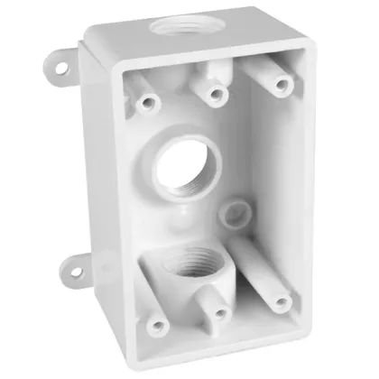 Single-Gang Weatherproof Gray Threaded Outlets Hubbell-Bell PSB37550GY 1-Gang Gray Non-Metallic Weatherproof Box