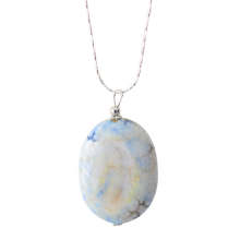 Natural Gemstone Agate Necklace with Silver Chain