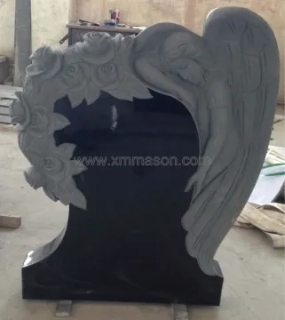 Black granite heart tombstone