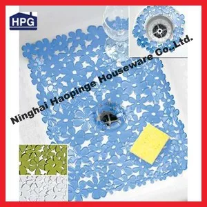 Nice blue pvc decorative sink mat for kitchen room