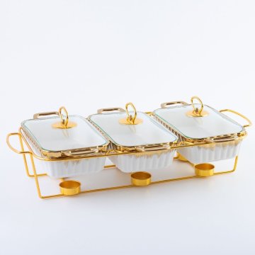 Hot Household Cutlery Heated Stockpot Set - Food Warmer Sets of 3 Baking Pan