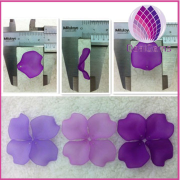Wholesale matte acrylic petal shaped beads in mixed color ,25x28x9mm