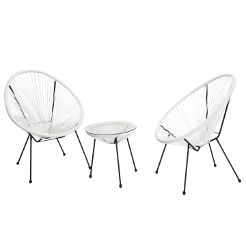3-Piece Patio Furniture Set,Acapulco Chair Conversation Bistro Set,  All-Weather Patio Furniture Sets with Glass Top