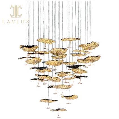 Art Retro Goldern Customized Villa Indoor Metal Chandelier