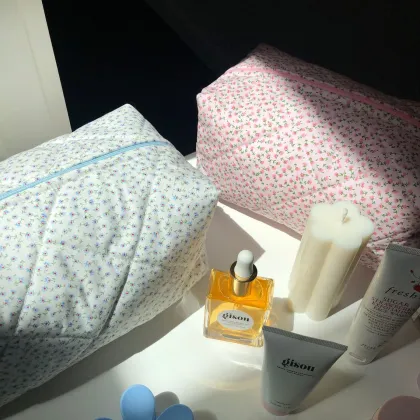 Colorful Travel Cute Flower Cotton Cosmetic Bag