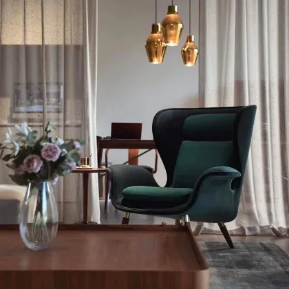 Pacific Wood and Upholstered Lounge Chair