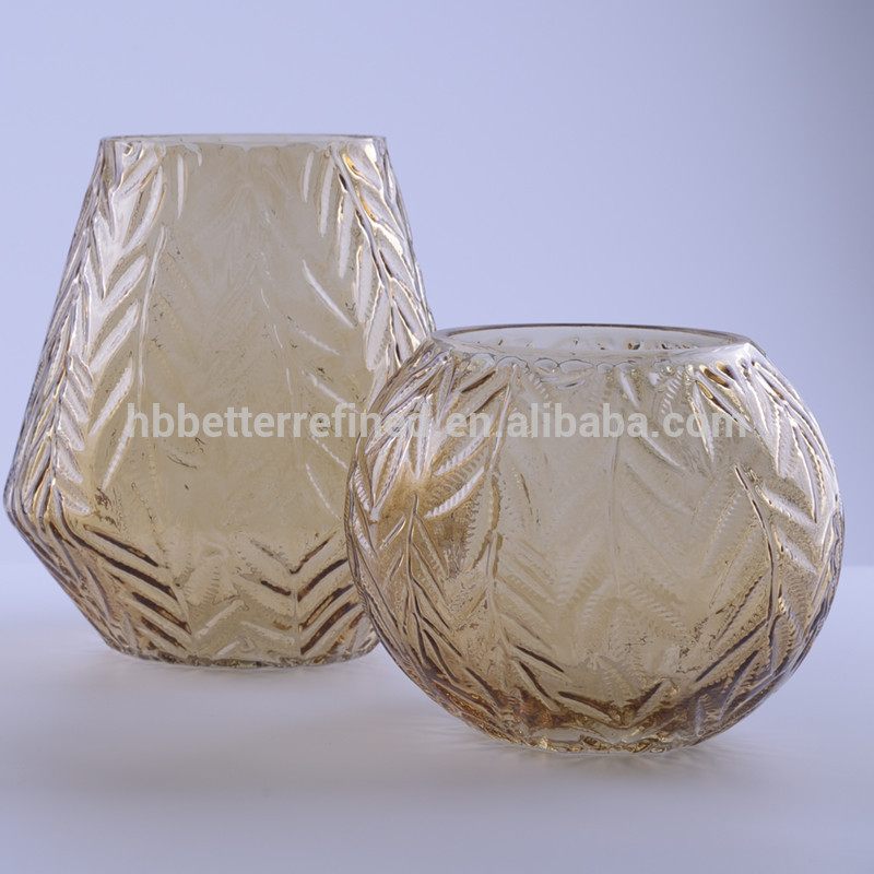handmade Amber Color Glass Vase