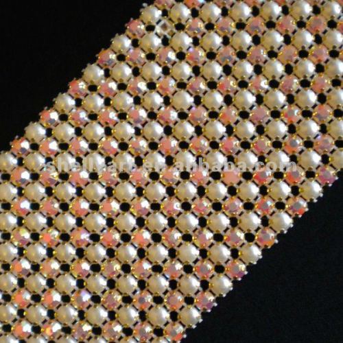 24row sew on rhinestone pearl trimming handmade