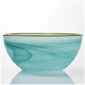 Frosted Green Colored Gold Rim Glass Bowl