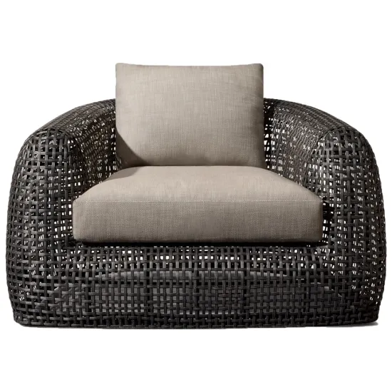 Modern Patio Furniture: Rattan Finish Comfortable Single Sofa for Outdoor Gardens