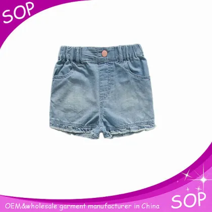 High quality children short pants elastic trousers girls shorts denim pants for kids