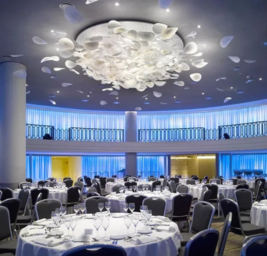 Large crystal chandelier for spiral staircase