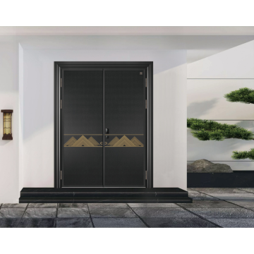 Puerta de entrada de borde de oro negro de lujo de lujo de aluminio