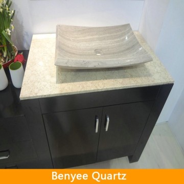 High quality beige artificial quartz bathroom vanities