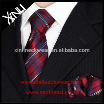 Plaid Pattern 100% Handmade Nice Knot Clean Polyester Necktie