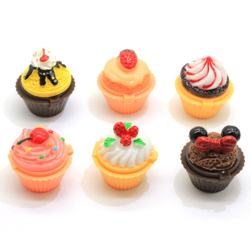 Kawii 31mm Fashion Cake Cabochon Piccola scatola in resina per bambini Accessori regalo Casa delle bambole Gioca con i giocattoli