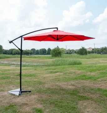 Outdoor Aluminum Garden Banana Umbrella with Base: Shade Parasol