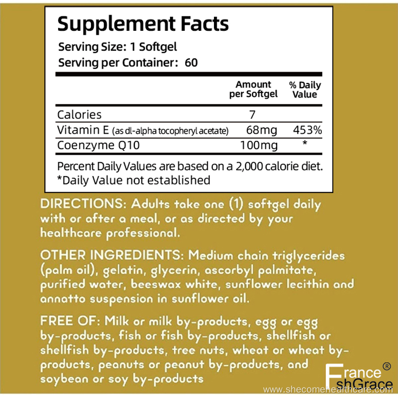 Coq10 supplement Active Form of Coenzyme Q10 softgels