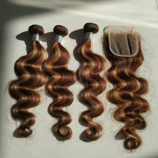 Deep Wave Virgin Highlighted Bundles With Closures Loose Wave Highlights Hair Color Bundles Body Highlight Bundles With Closure