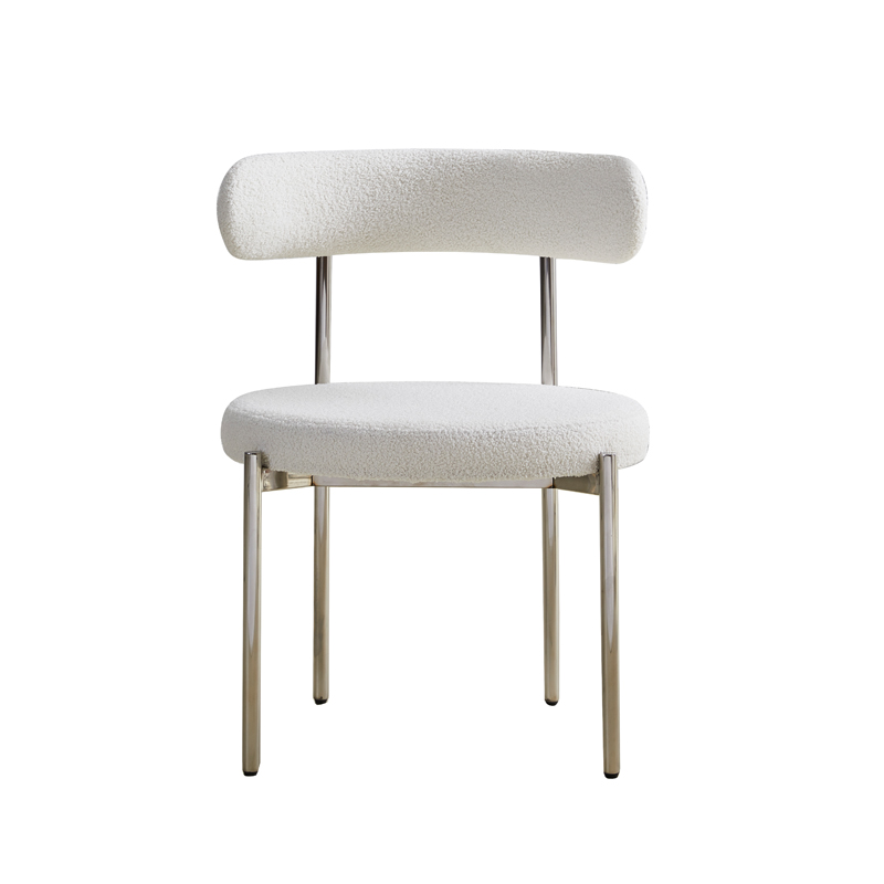 White Elegant Wool Fabric Dining Chairs