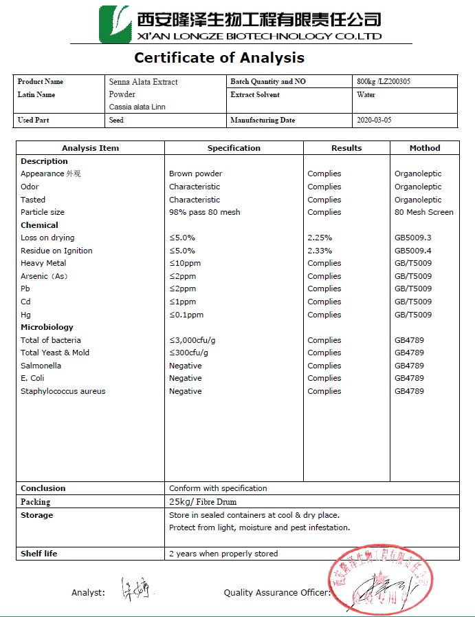 COA-cassia angustifolia seed extract