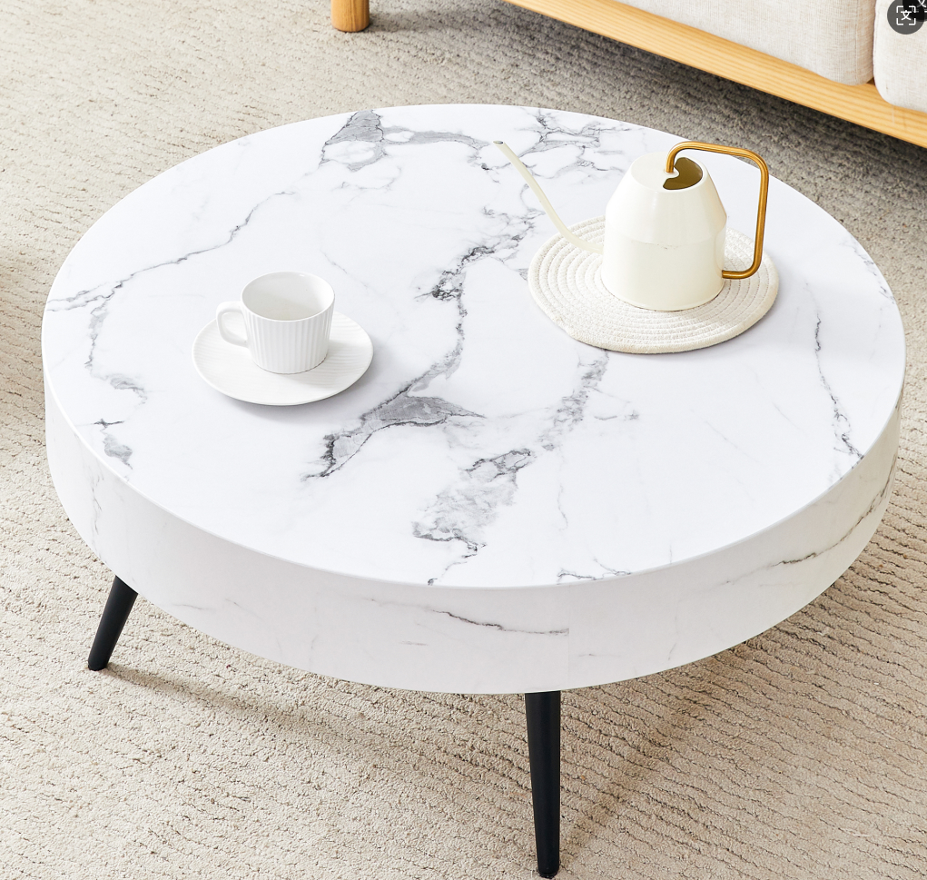 Modern MDF Round Coffee Table for Living Room