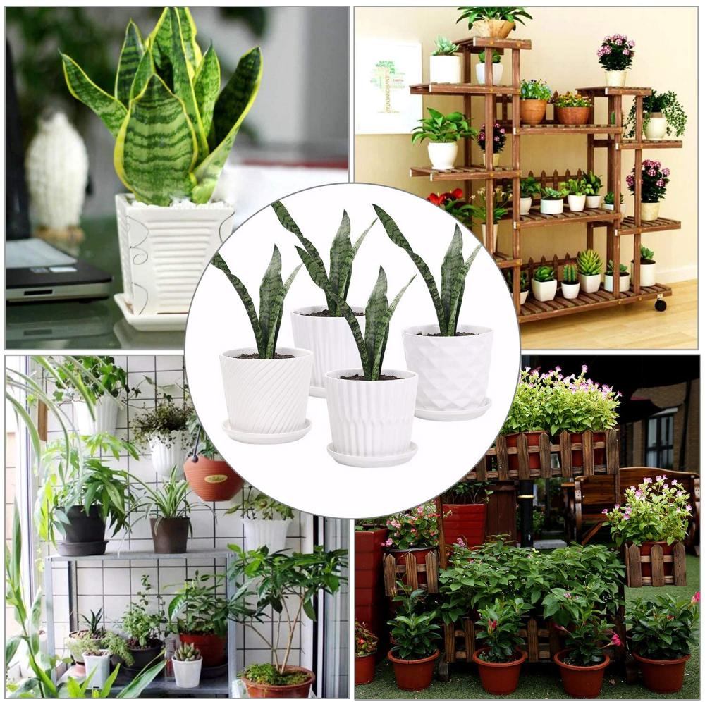 5.5 Inch Cylinder Ceramic Planters with Connected Saucer