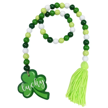 Ημέρα του Αγίου Πατρικίου Shamrock Tassel Beads - Πράσινα ξύλινα χάντρα διακοσμητικά αξεσουάρ