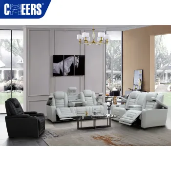 MANWAH CHEERS 321 Seater Living Room Set: Luxury Genuine Leather Reclining Couch and Home Theater Recliner Sectional Sofa
