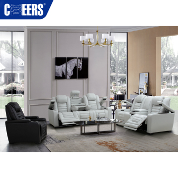 MANWAH CHEERS 321 Seater Living Room Set: Luxury Genuine Leather Reclining Couch and Home Theater Recliner Sectional Sofa