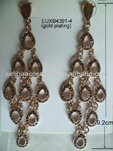 fashion metal crystal and acrylic rhinestones jewelry dropped earring