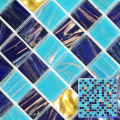 Light Blue Glass Tile Mosaic Piece Brick Wall