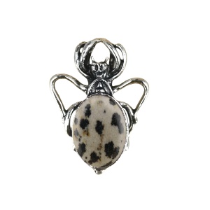 Dalmation Jasper 13X18mm Cabs Antique Silver Alloy Spider Pendant for DIY Making Jewelry