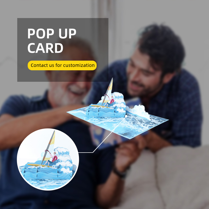 sea wave pop up greeting card