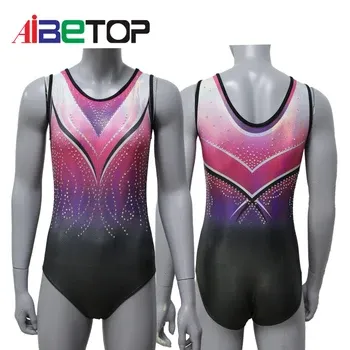 Sublimation Printed Girls Sleeveless Gymnastics Leotards